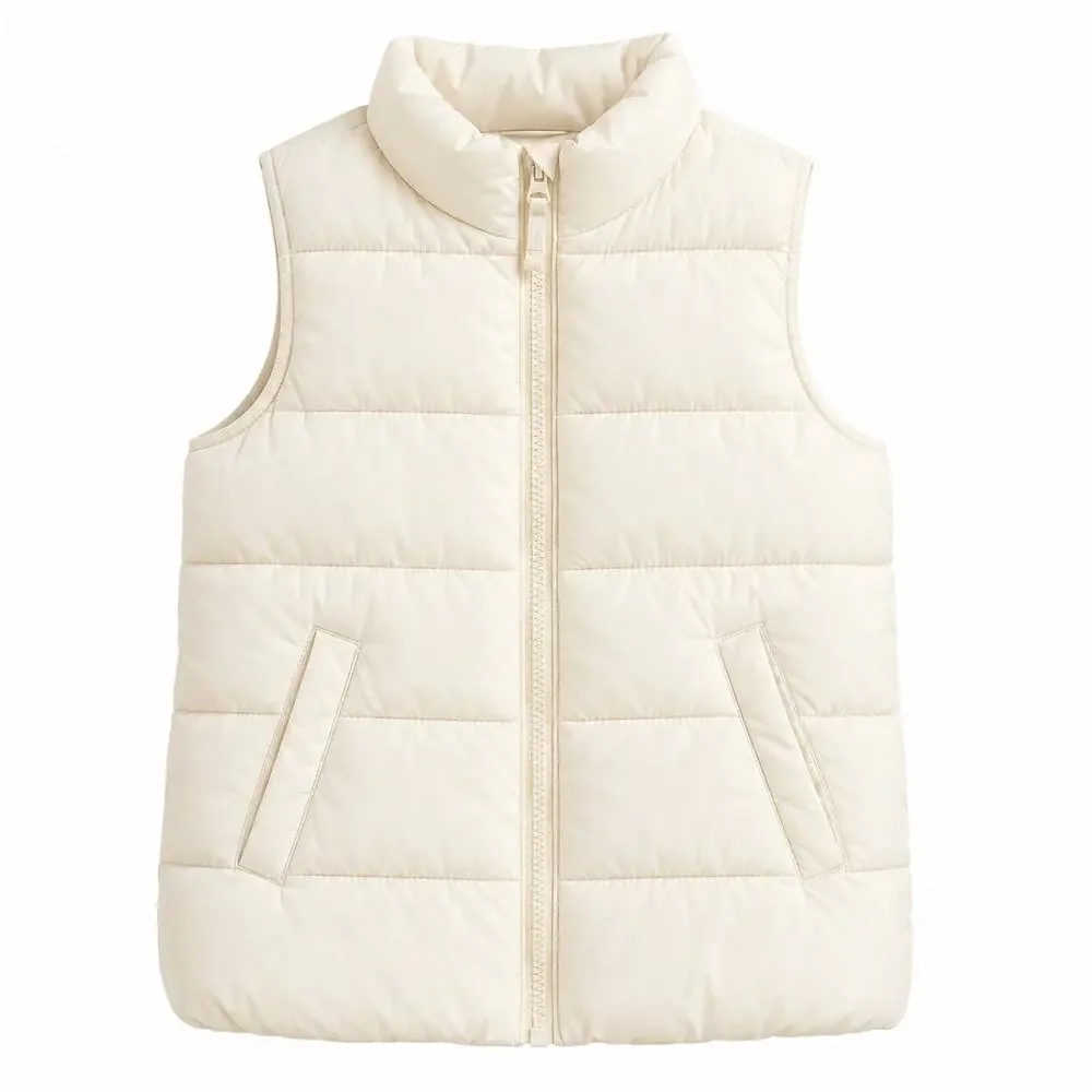 Old Navy Girls Frost-Free Puffer Vest - Cream, Size M (10-12)
